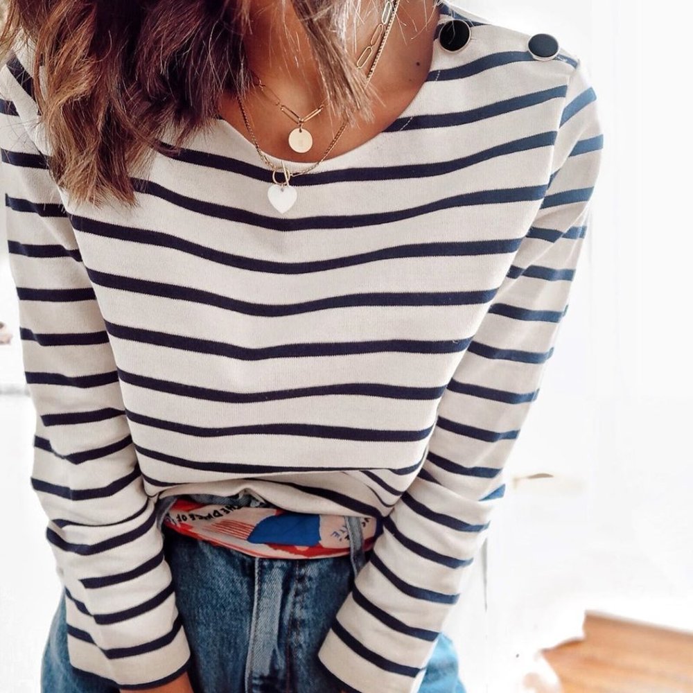 Sézane COLETTE MARINIÈRE Shirt | Ecru / Navy